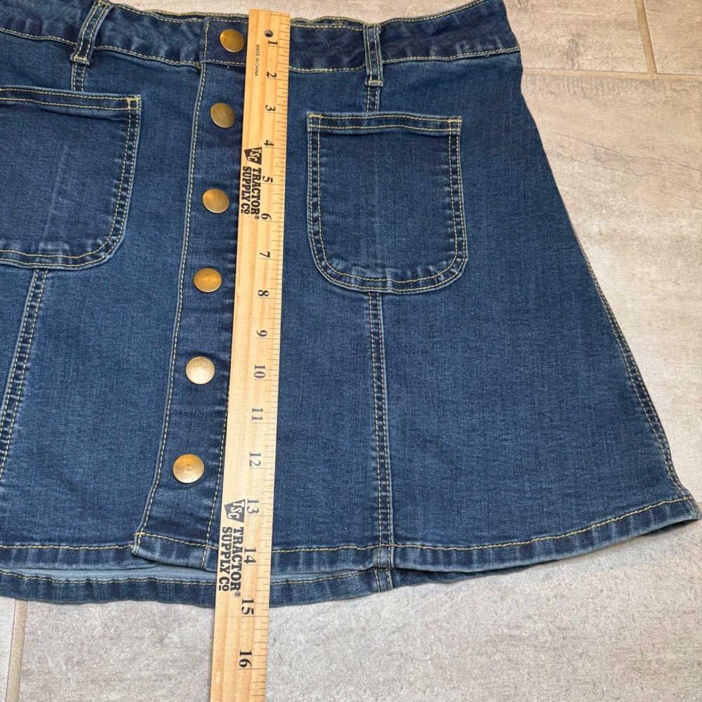 Alter'd State‎ Denim Mini Skirt Women L Blue EUC Button A-Line Festival Boho - Picture 6 of 6